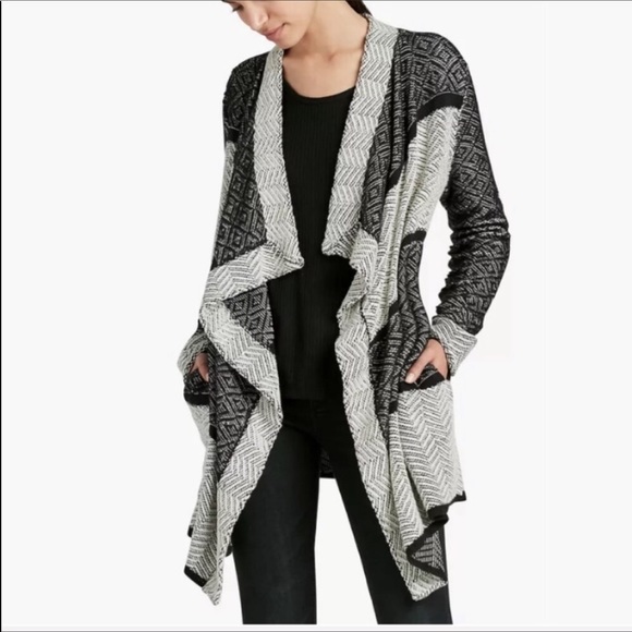Lucky Brand Sweaters - Lucky Brand Waterfall Cardigan Sweater Black White